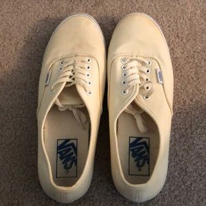 Light Yellow Vans with Blue Lining